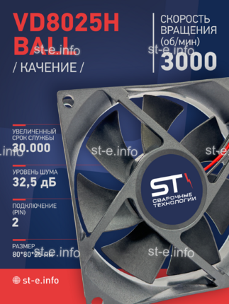 Вентилятор  VD8025H Ball (качения) 12V - st-e.info - Киров